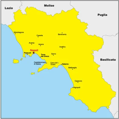 Kort over Campania Kort over Campania