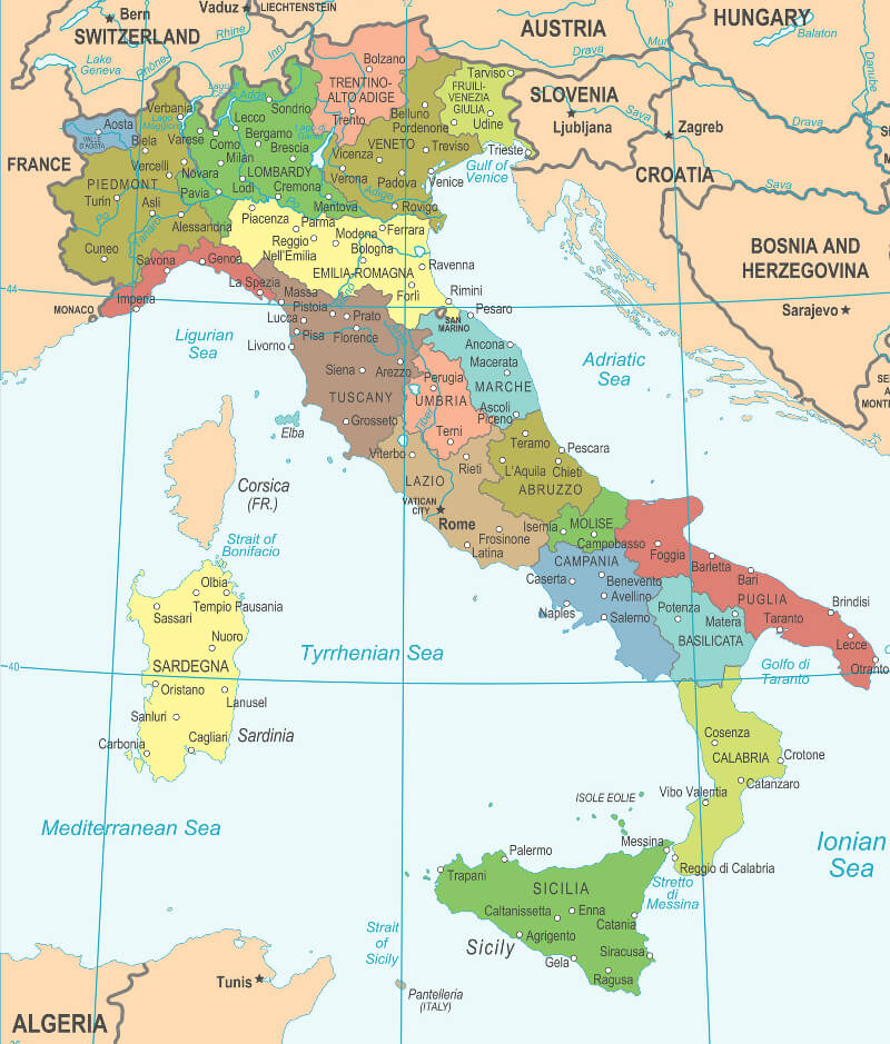 Kort Over Italien På Dansk