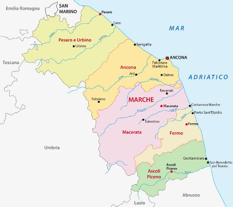 Kort over Marche Kort over Marche