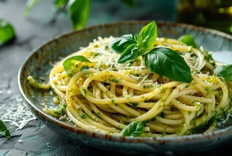 Spaghetti med pesto Spaghetti med pesto