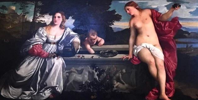 Tizian: Den hellige kærlighed og den profane (Galleria Borghese) Tizian: Den hellige kærlighed og den profane (Galleria Borghese)